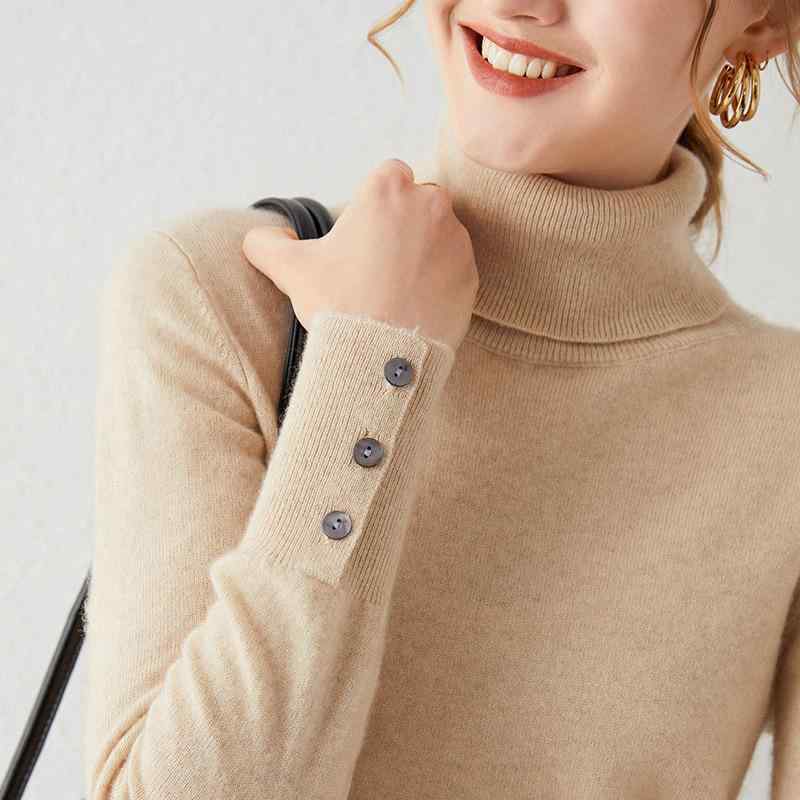 ニット レディース 秋冬 ハイネック 長袖 セーター プルオーバー トップス インナー スリムフィット 黒..