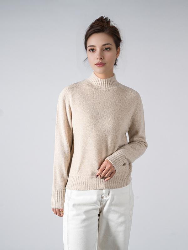 ニット レディース 羊毛 タートルネック 長袖 トップス プルオーバー 秋冬 厚手 無地 ピンク系 ブラウン 伸縮性 通勤(4)