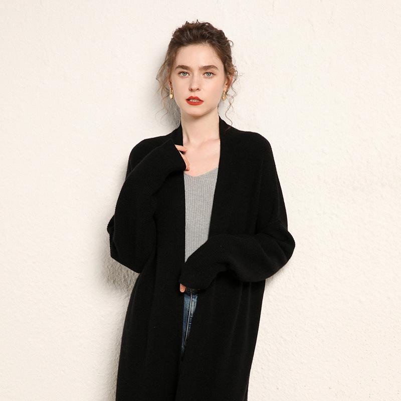 ニット レディース カーディガン 秋冬 ミドル丈 羊毛 Vネック 長袖 無地 ゆったり 厚手 あったか 暖かい 通勤 オフィス エレガント 上品 きれいめ おしゃれ