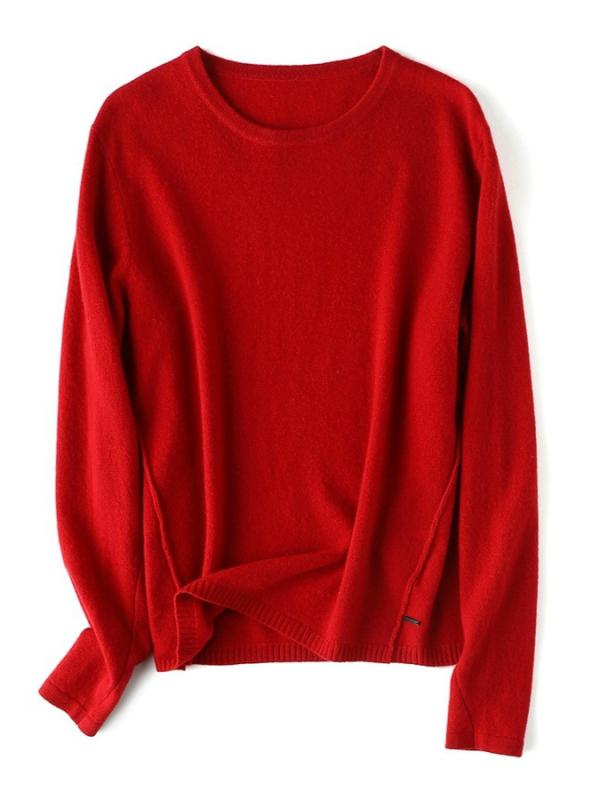 ニット レディース セーター プルオーバー クルーネック ゆったり 厚手 無地 トップス 長袖 ドロップショルダー カジュアル 秋冬 赤 レッド グレー ブラック(x2)