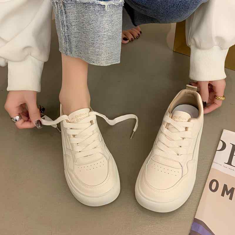 スニーカー レディース 厚底 運動靴 カジュアルシューズ ローカット ランニングシューズ 通気性 スポーツ ミルキーホワイト ベージュ系