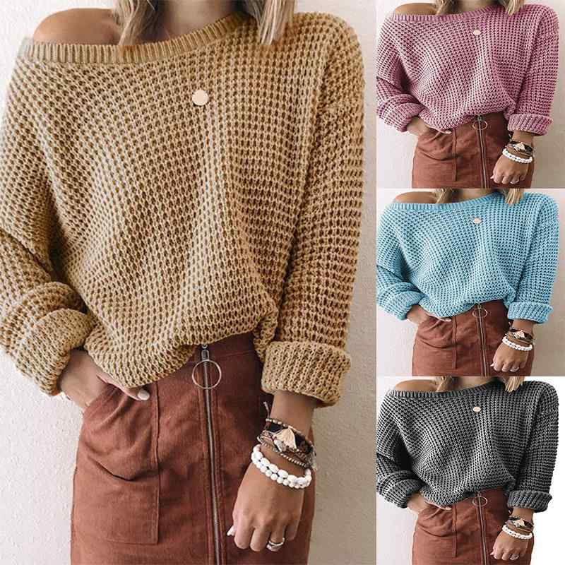 ニット レディース 無地 長袖 斜めネック プルオーバー ゆったり トップス 婦人服 秋冬 白 黒 グレー ベージュ 青 紫 S M L XL XXL XXXL