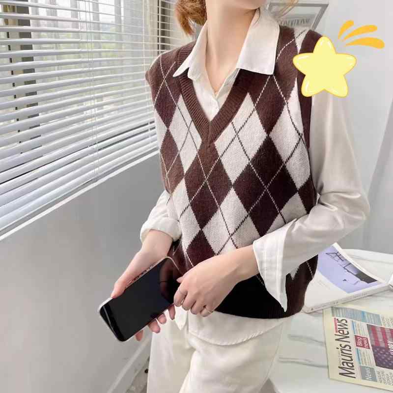 ニット レディース ニットベスト 菱形 ケーブル編み Vネック プルオーバー トップス チュニック丈 ゆったり かわいい カジュアル 秋冬 ブラック ワインレッド ブラウン