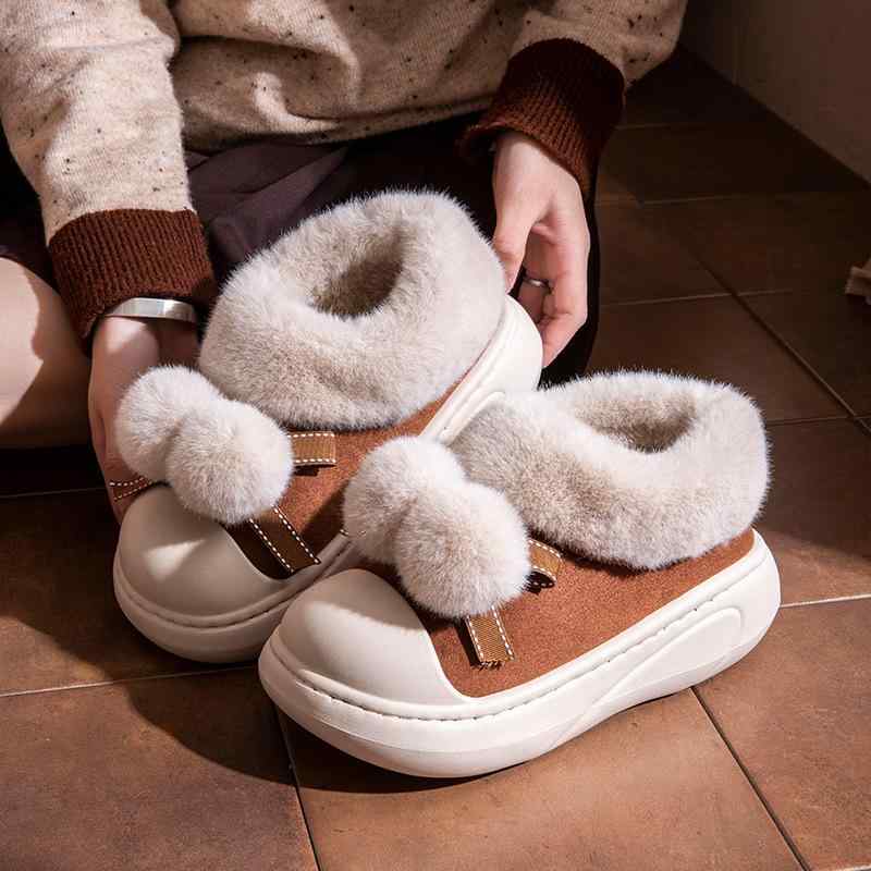 靴下 レディース ルームシューズ 冬用 暖かい 厚底 滑り止め 裏起毛 スリッポン 室内履き 普段使い かわいい 婦人靴 栗色 ピンク系 ブラック あったか(x2)(4)