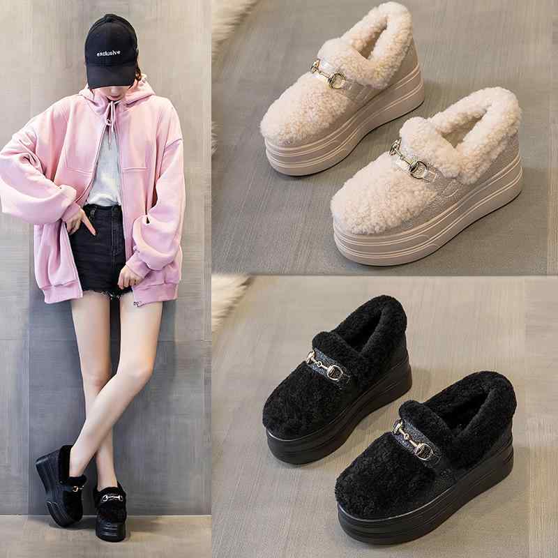 スノーブーツ レディース 厚底 インヒール ウインターシューズ 女性用 婦人靴 防寒 あったか カジュアル もこもこ ブラック ベージュ系