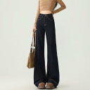 デニム レディース ジーパン 春夏 高見え ストレッチ フレアパンツ ワイドレッグパンツ ハイウエスト デニムパンツ 7分丈 9分丈 ジーンズ カジュアル ボトムス 綿