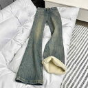 デニムパンツ レディース 秋冬 裏起毛 あったか ストレッチ 暖パン ハイウエスト スキニー ジーンズ 美脚 脚長 着痩せ 通勤 オフィス カジュアル かわいい 黒 XS S M L XL 2XL 3XL