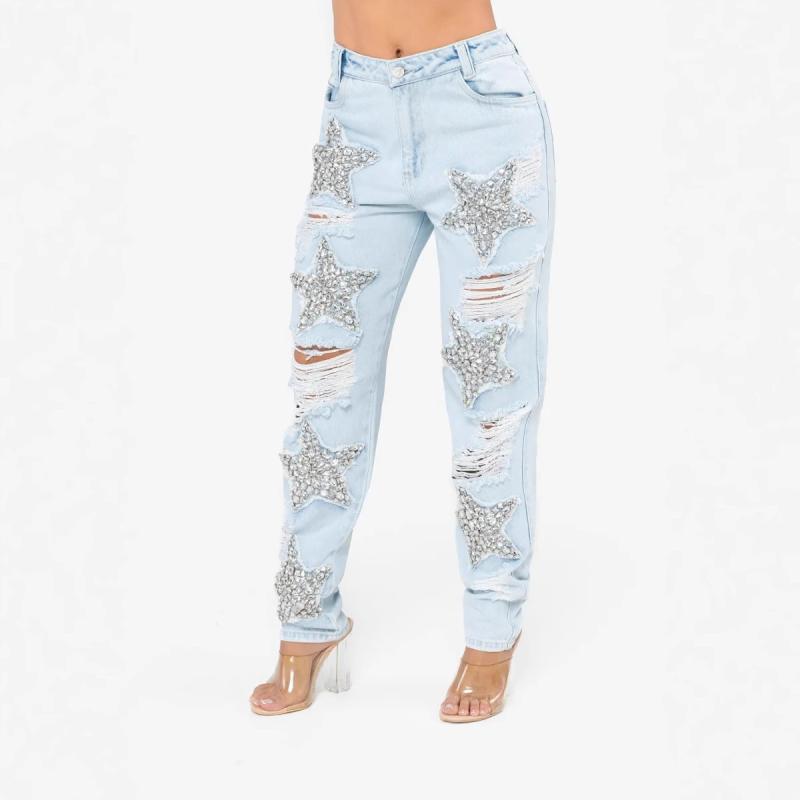 デニムパンツ レディース 春夏 ストレート 破れ加工 ジーンズ ジーパン Gパン ロングパンツ ズボン ボトムス カジュアル 普段使い