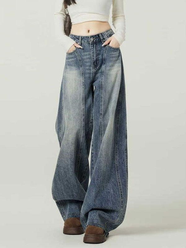デニム レディース ワイドレッグ ジーンズ パンツ 韓国 高見え スタイルアップ 高身長 スタイル ジーパン Gパン デニムパンツ ストリート デイリー