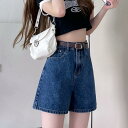 デニム レディース 高腰 ショートパンツ 韓国 Aライン ゆったり 学生風 ワイドレッグ ホットパンツ 短パン ジーンズ ジーパン ブルー ブラック デイリー(x2)