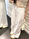 ジーンズ レディース ワイドレッグ デニムパンツ 韓国 ハイウエスト スタイルアップ 着痩せ効果 ストレートパンツ 白 コットン 普段使い カジュアル