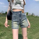 デニム ショートパンツ レディース 高見え スタイルアップ ハイウエスト ジーンズ 短パン ホットパンツ 美脚 ゆったり ジーパン ボトムス デニムパンツ カジュアル 春夏