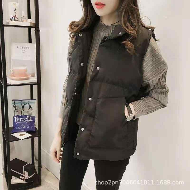 ベスト レディース スリム ショート丈 中綿ベスト 袖なし チョッキ 学生 アウター パン 短め丈 修身 白..