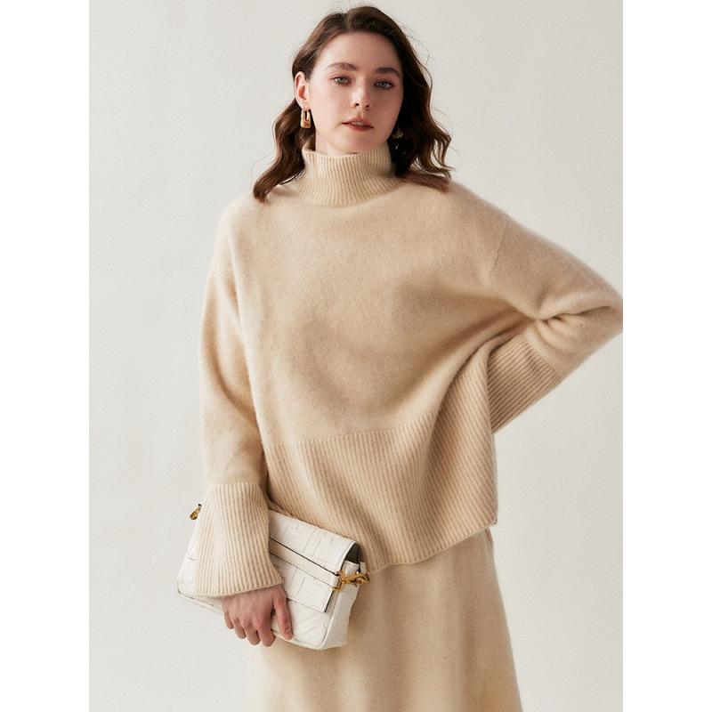 ニット レディース 秋冬 長袖 タートルネック セーター ゆったり 厚手 あったか 通勤 山岩灰 紫 灰 青 黒 白 赤