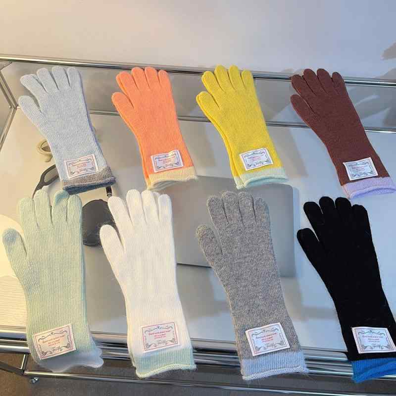 手袋 レディース スマートフォン対応 ニット手袋 秋冬 あったか 暖か タッチパネル グローブ 韓国風 かわいい パステルカラー ブルー グレー2(4)