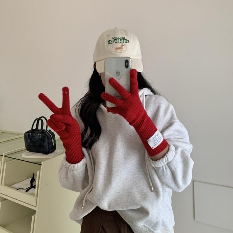 手袋 レディース ニット手袋 スマートフォン対応 ウール 混紡 厚手 防寒 暖かい 自転車 バイク アウト..