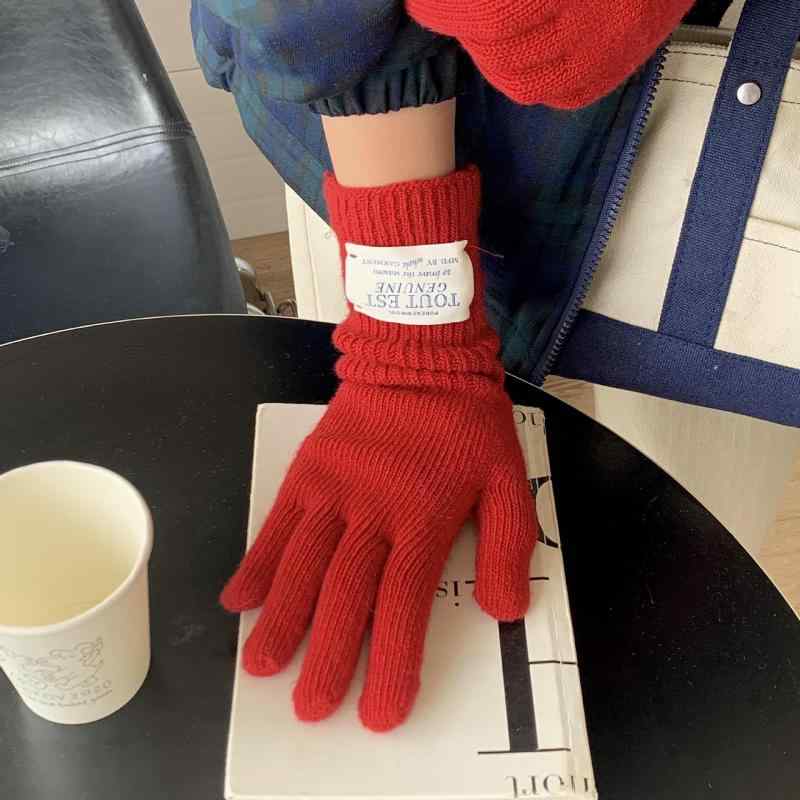 手袋 レディース 秋冬 スマートフォン対応 防風 ウール ニット手袋 ミトンタイプ 暖かい 自転車用 接触..