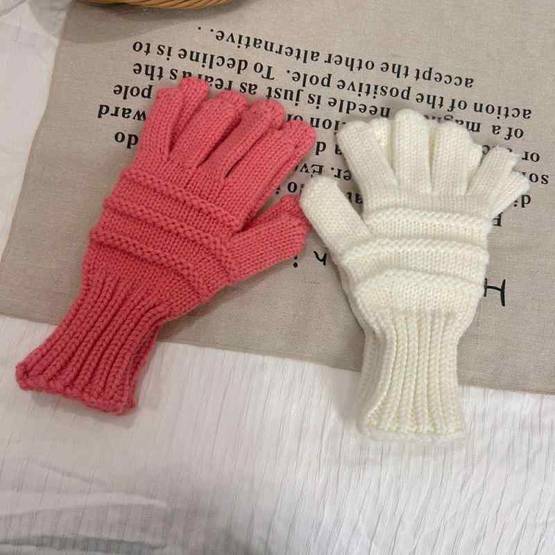 手袋 レディース 秋冬 スマートフォン対応 ニット グローブ 防寒 保温 自転車 通勤 通学 かわいい ブラック ホワイト グレー ブルー ピンク系 グリーン イエロー レッド2(4)