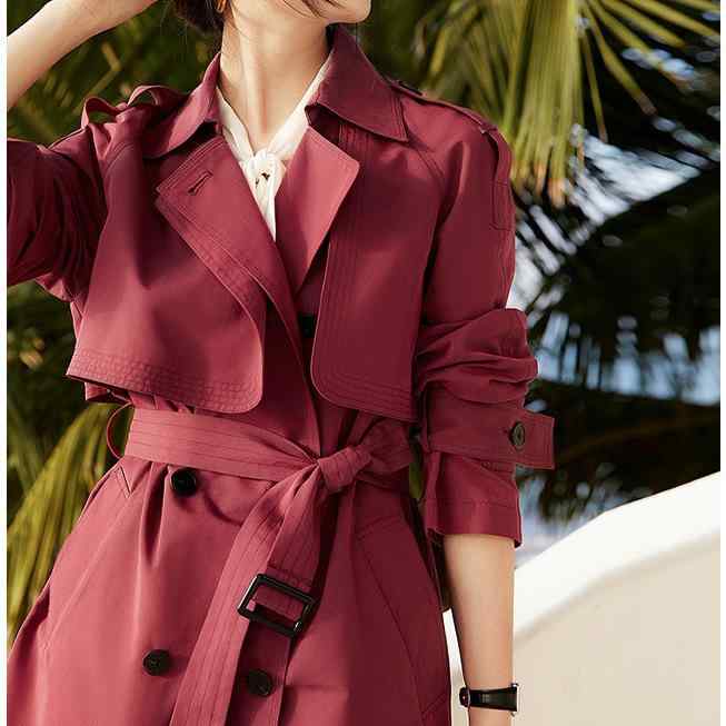 コート レディース 韓国 豪華 アウター 春秋 ショート丈 女性用 婦人服 無地 長袖 POLO襟 ベルト付き S M L XL