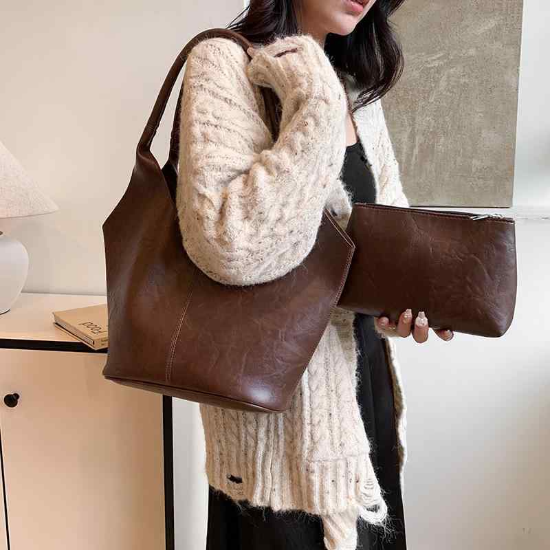 トートバッグ レディース 通勤 大容量 PUレザー 鞄 カジュアル 肩掛け 手提げ ブラック ブラウン(x3)