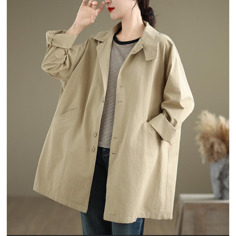 コート レディース 秋冬 中長丈 コットン ゆったり 韓国 カジュアル アウター ブラック ブラウン ベージュ(4)