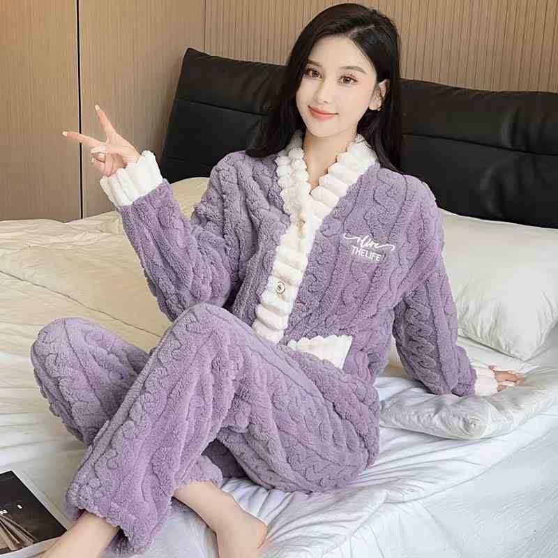 パジャマ レディース 秋冬用 フランネル あったか 厚手 上下セット ルームウェア 寝巻き 長袖 部屋着 紫 ピンク 珊瑚マイヤーCategory: レディース 秋冬用 フランネル あったか 厚手 上下セット ルームウェア 寝巻き 長袖 部屋着 紫 ピン