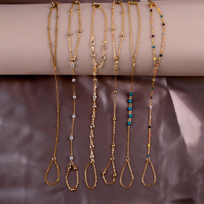 ブレスレット レディース 女性用 レトロ ヴィンテージ風 シャイニー パール ターコイズ エレガント ステンレス 電気メッキ 指輪2