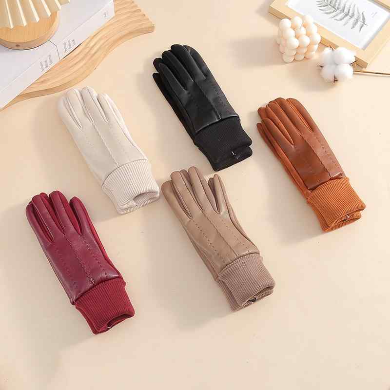 手袋 レディース 冬用手袋 ラムスキン風 裏起毛 厚手 防寒 暖かい スマホ対応 おしゃれ かわいい 通勤 通学 レンガ色 オフホワイト キャメル ブラック チョコレート2