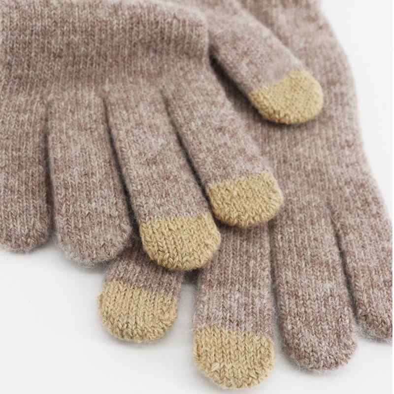手袋 レディース 秋冬 保温 スマホ対応 ニット手袋 防寒 羊毛 グローブ 赤 深紅色 コーヒー色 黄色 ピンク系 グレー 黒 通勤 普段使い