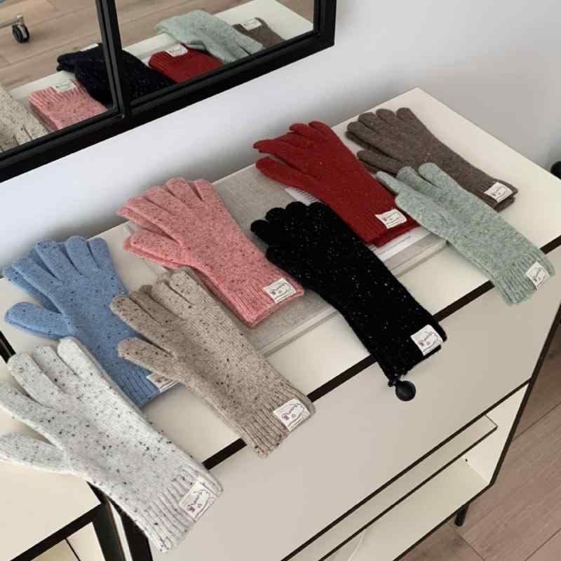 手袋 レディース 秋冬用 ウール混紡 カラー 手袋 スマートフォン対応 防寒 暖かい 通勤 通学 かわいい ガーリー