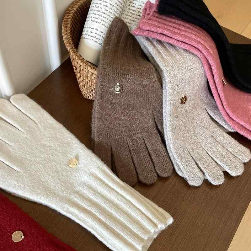 手袋 レディース 冬用 ニット手袋 防寒 グローブ スマートフォン対応 赤 黒 白 分指手袋 小物 通勤 普段使い(4)