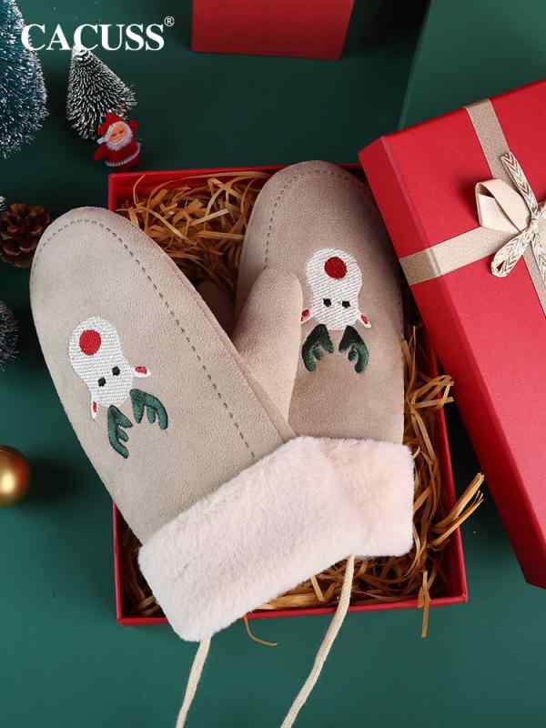 手袋 レディース かわいい ミトン手袋 秋冬 自転車 防寒 暖かい 学生 厚手 混紡 紺色 カーキ 大赤 ワイ..