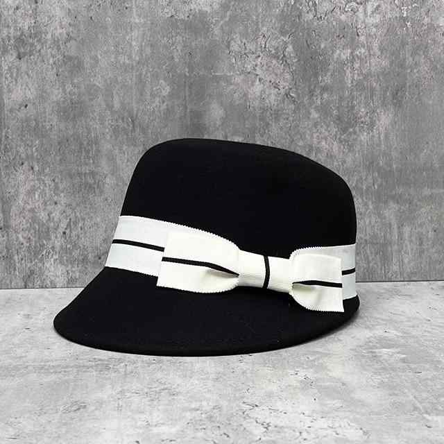 帽子 レディース 秋冬 ウール マウンテンハット リボン キャップ 防寒 保温 英国風 レトロ かわいい ガーリー カジュアル 黒 白 ベージュ