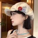 ベレー帽 レディース コットンリネン 八角帽 帽子 日韓風 アシンメトリー 雲柄 フェルト 短つば キャップ かわいい 紫外線対策 日焼け防止 普段使い