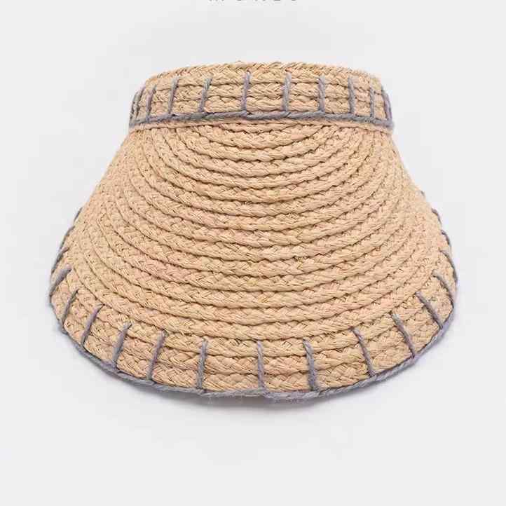 帽子 レディース 春夏 ラフィア草 編み込み ヘアバンド 空芯 大つば 日よけ帽 紫外線対策 麦わら帽子 海 リゾート アウトドア 旅行 ガーデニング おしゃれ かわいい・製品カテゴリ: 空頂帽・流行の要素: 格紋.扇形.棋盤格・適合シーズン: 夏季.春季.秋季・帽頂款式: 無頂・帽檐款式: 大檐・カラー: 浅藍色.黒.駝色.花色・機能: 防曬.透気.防風.遮陽・スタイル: 自然.小清新.小香風・面料名称: ラフィア草・処理工芸: 手工編織.手工