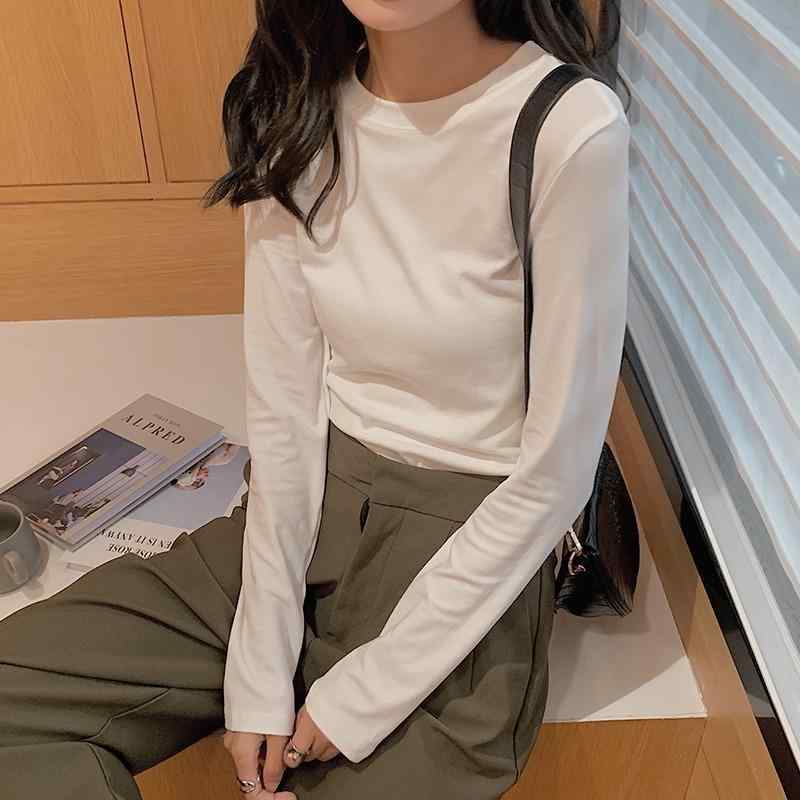 Tシャツ レディース 丸首 長袖 トップス カットソー 綿100% インナー 普段使い スリムフィット アイボ..