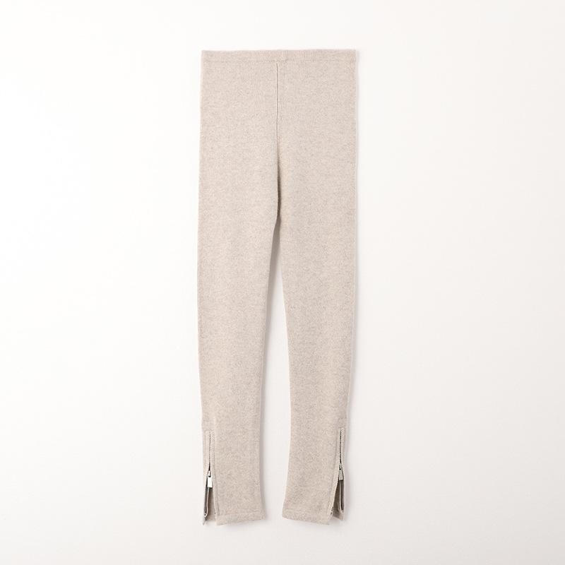 パンツ レディース カシミヤ ニット レギンス 秋冬 あったか インナー 無染色 ウール 混紡 スキニー タイツ ストレッチ 伸縮性 暖か 美脚 スパッツ M S 青 本色2