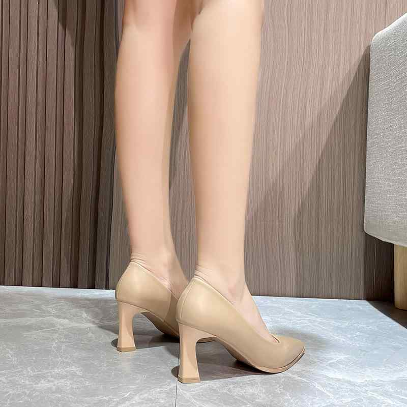 パンプス レディース 職場 ポインテッドトゥ ハイヒール チャンキーヒール 防水 超繊維 3cm 5cm 7cm ヌードカラー 黒 無地 春夏 秋冬 通勤 普段使い