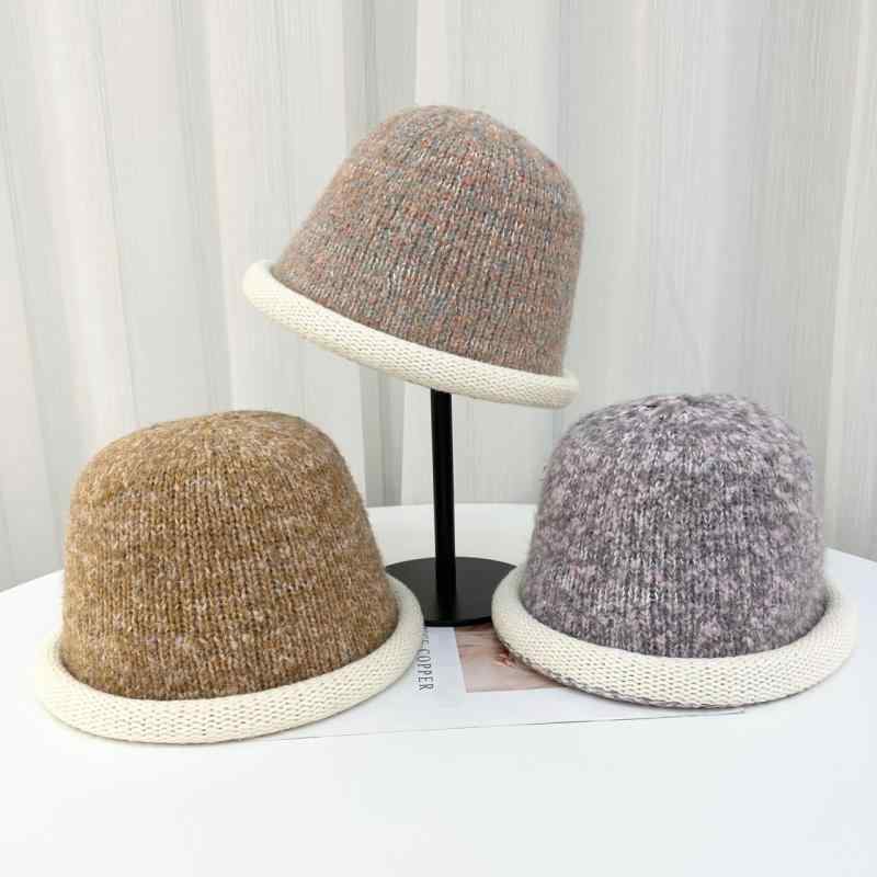 帽子 レディース 秋冬 ウール ニット 帽 カジュアル 韓国風 小顔効果 バケットハット 暖かい あったか ..