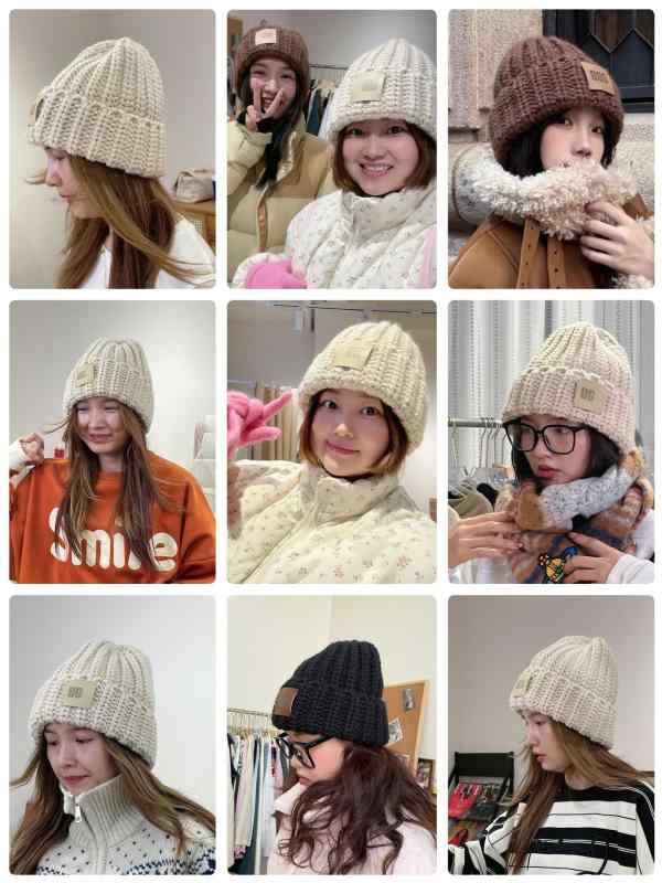 帽子 レディース ニット帽 防寒 暖かい アルファベット アップリケ 秋冬 粗編み 手編み風 アプリコット..