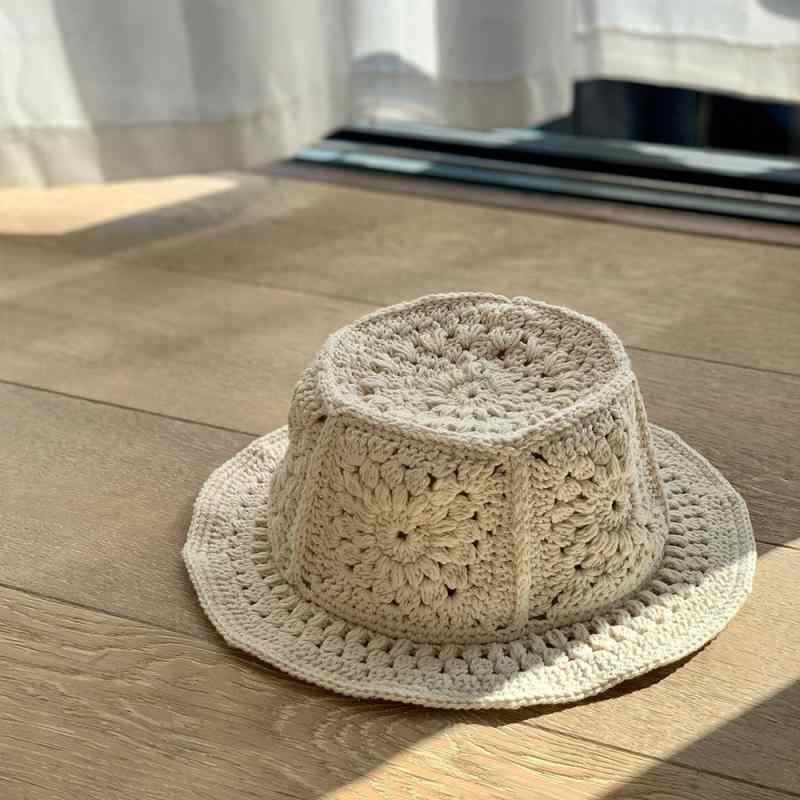 楽天ブリルビ帽子 レディース レトロ パッチワーク 手編み ニット帽 コットン 花柄 秋冬 防寒 保温 ミセス シニア お洒落 かわいい 暖かい ベージュ系2