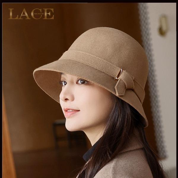 帽子 レディース 秋冬 ウール ハット バケットハット 漁夫帽 キャメル ブラック ホワイト 婦人帽子 女性 防寒 あたたかい