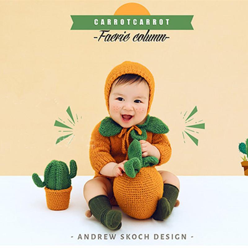 ベビー服 男女兼用 コットン ニット ロンパース 帽子付き 撮影衣装 春夏 秋冬 長袖 かわいい サボテン ..