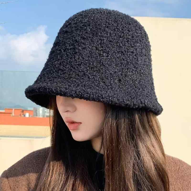 帽子 レディース 秋冬 保温 渔夫帽 大檐 折りたたみ ニット帽 ウール混紡 ブラック ホワイト ベージュ カーキ ピンク系 キャメル2(4)