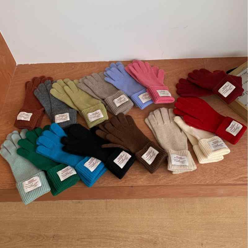 手袋 女性用 ニット手袋 スマートフォン対応 ウール混紡 防寒 接触冷感 保温 自転車 学生 黒 赤 青 グ..