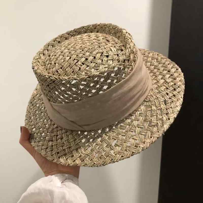 麦わら帽子 レディース 咸草 あご紐付き ストローハット 礼装帽子 夏 春夏 UVカット 日焼け防止 紫外線対策 レトロ おしゃれ かわいい カジュアル 旅行 普段使い お出かけ オートミール ブラック ベージュ グリーン ホワイト2(4)