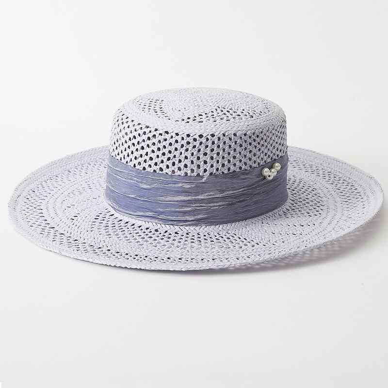 帽子 レディース 麦わら帽子 クローバー 手編み レトロ フラット ブリム ハット 日よけ UVカット 紫外線対策 春夏 秋 アウトドア 普段使い 旅行2