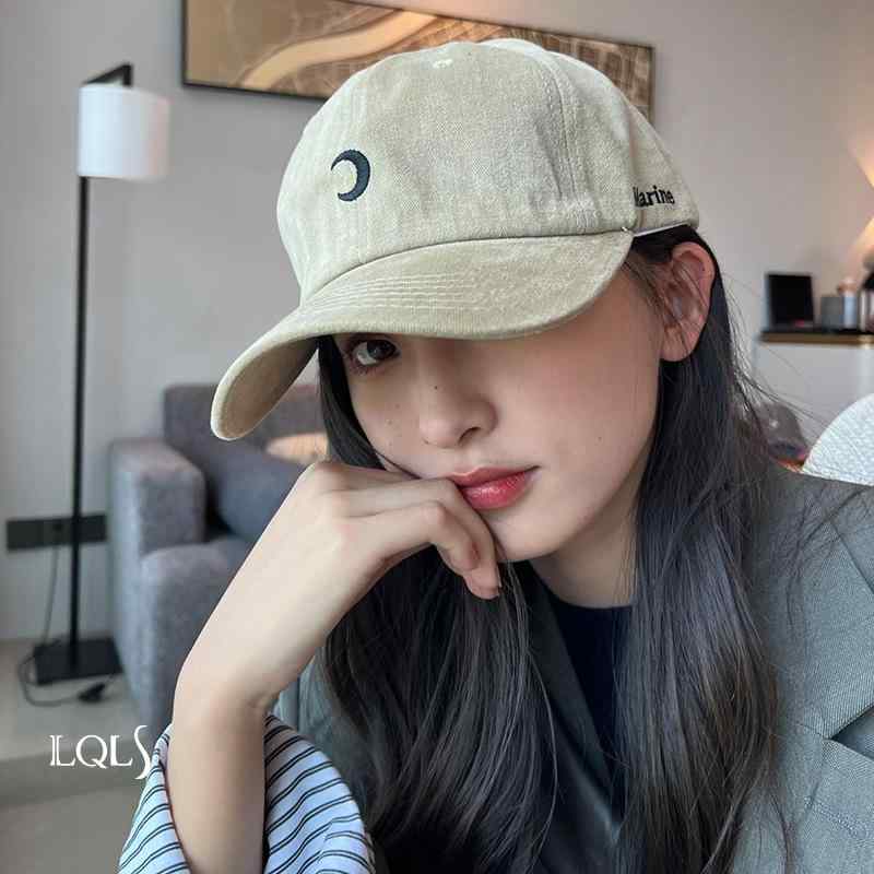 帽子 レディース キャップ トマトレッド 月 刺繡 野球帽 小顔効果 ワイドブリム 53-60cm 調節可能 日除..