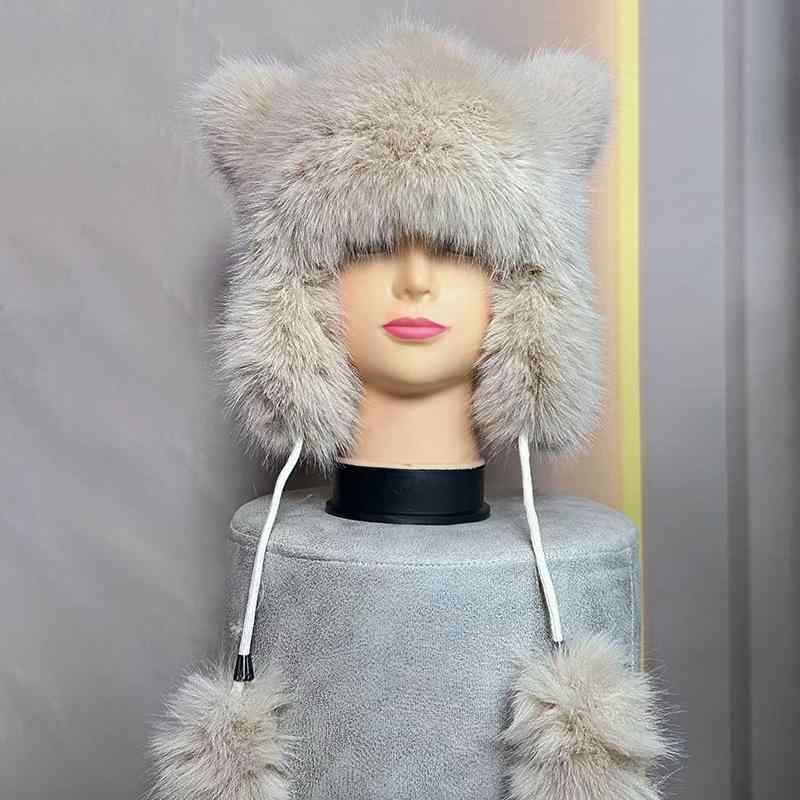 帽子 レディース キッズ 親子 猫耳 ラクーンファー風 あったか 雷鋒帽 秋冬 防寒 保温 アウトドア かわいい ニット帽