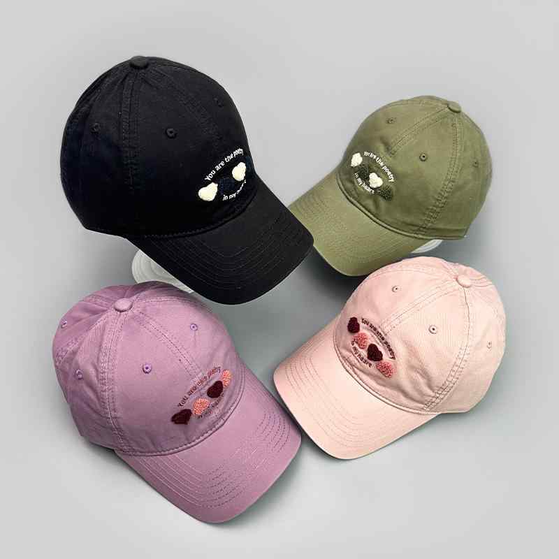 帽子 レディース かわいい ハート 野球帽 秋冬 あったか 遮陽 キャップ 酒紅色 ピンク 紫色 緑色 ブラウン チョコレート色 米白色 グレー ブラック2